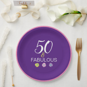 50th Happy Birthday Fabulous Daisy Milestone Paper Plate