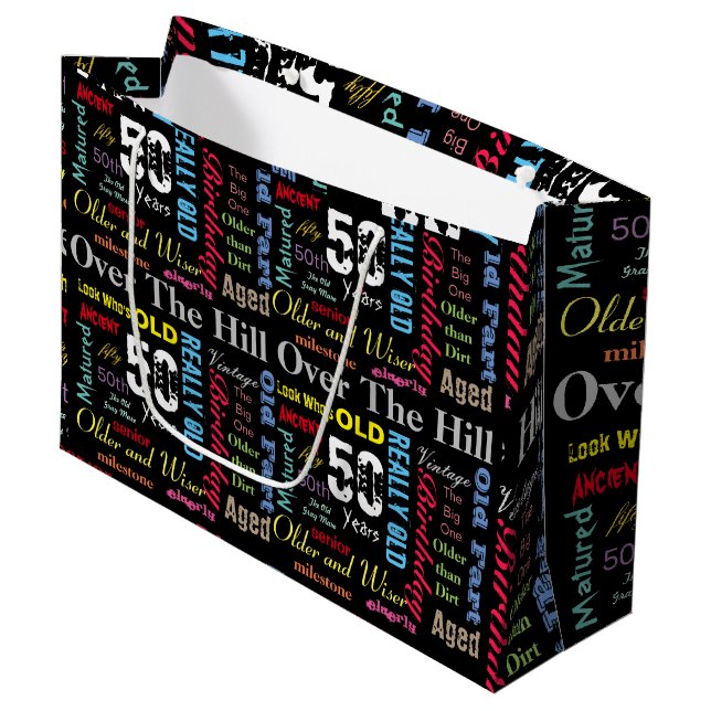 50th Happy Birthday | Milestone Large Gift Bag (Front Angled)