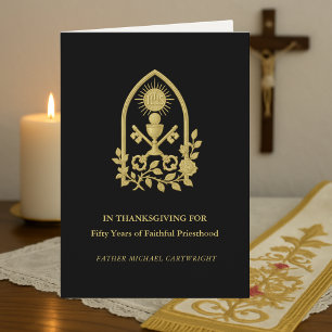 50th Jubilee Card Priest IHS, Keys, and Chalice 