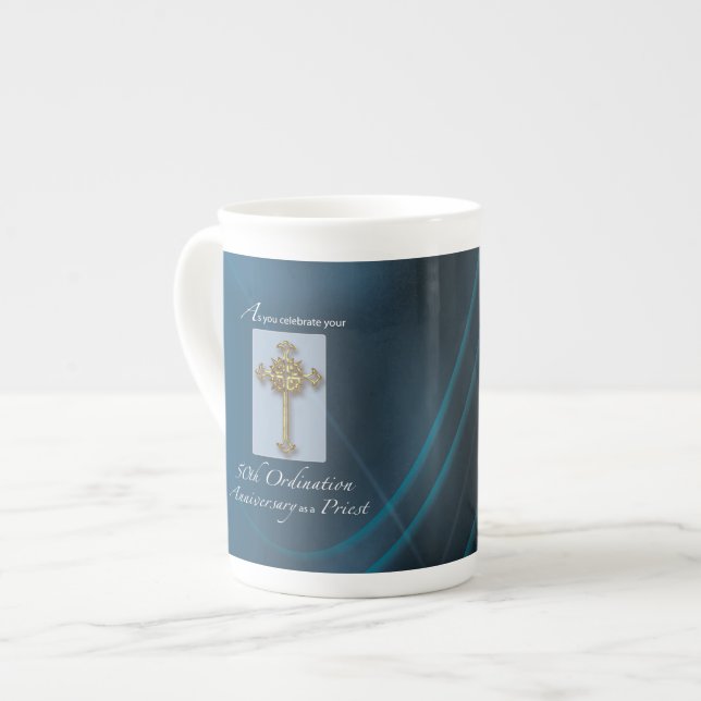 50th Jubilee Ordination Anniversary of Priest Bone China Mug (Front Left)