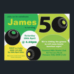 50th Lawn Bowls Barefoot Bowling Birthday Invitation<br><div class="desc">Have your next big birthday bash at a Lawn Bowls Club? Then look no further than this fun, vibrant invitation with green hues to celebrate the outdoor lawn bowls occasion with plenty or text room to let guest know that it will be a barefoot event, or change the wording to...</div>