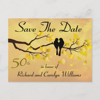 50th Lovebirds Anniversary Save The Date Announcement Postcard
