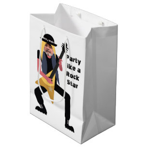  50th Mens 🎸🤣 Rockstar Birthday Guitar Funky Fun Medium Gift Bag