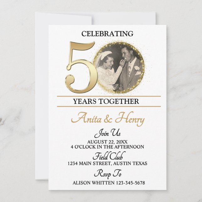 50th Milestone Anniversary Party Invitation (Front)