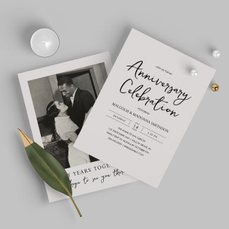 50th Modern Wedding Anniversary Photo Invitation