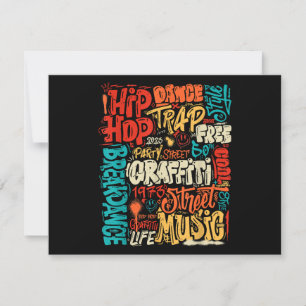 50th Music And Hip hop Graffiti Cassette Vintage R Holiday Card