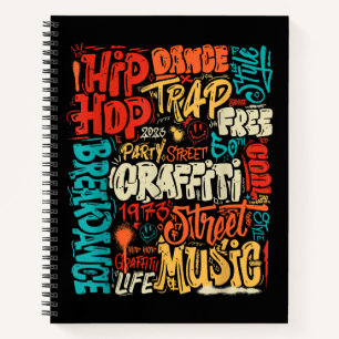 50th Music And Hip hop Graffiti Cassette Vintage R Notebook