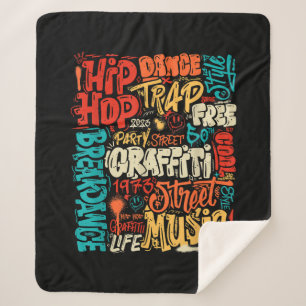 50th Music And Hip hop Graffiti Cassette Vintage R Sherpa Blanket