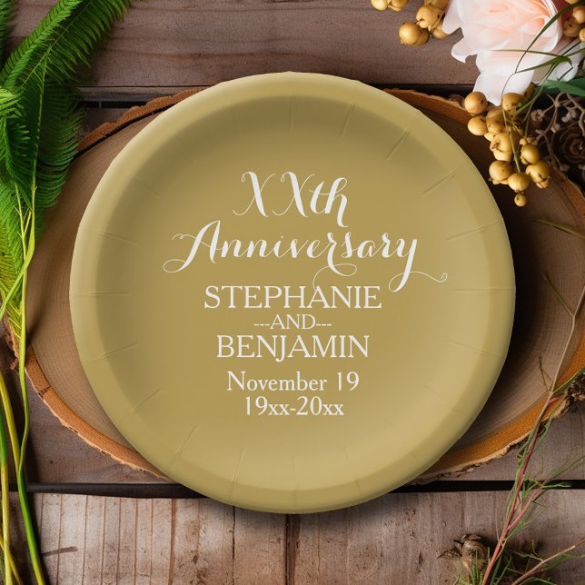 50th or Other Wedding Anniversary Personalised Paper Plate (Personalized Wedding Anniversary Party Plates)