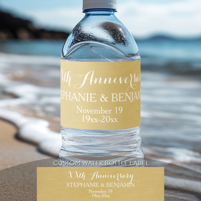 50th or Other Wedding Anniversary Personalised Water Bottle Label (Custom Graduation Water Bottle Label)