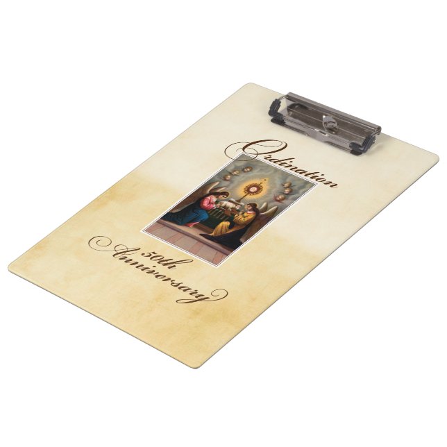 50th Ordination Anniversary Angels at Altar Clipboard (Angled)