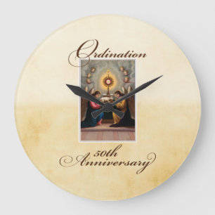 50th Ordination Anniversary Angels at Altar Large Clock