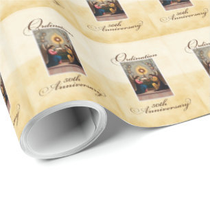50th Ordination Anniversary Angels at Altar Wrapping Paper
