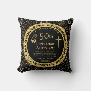 50th Ordination Anniversary Personalised BlackGold Cushion