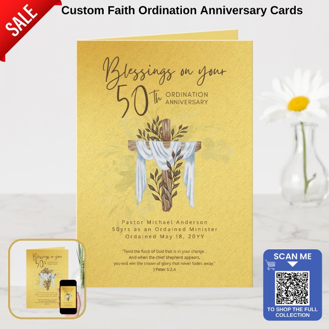 50th ORDINATION ANNIVERSARY Priest Pastor Minister Card (Creator Uploaded)