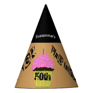 50th Over the Hill Personalised Cupcake Balloons Party Hat