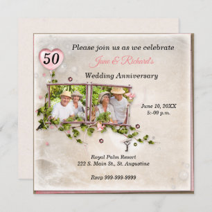 50th Photo Wedding Anniversary Party Invitation