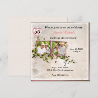 50th Photo Wedding Anniversary Party Invitation