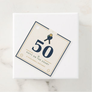 50th Pickleball Birthday Favour Tags Navy Gold