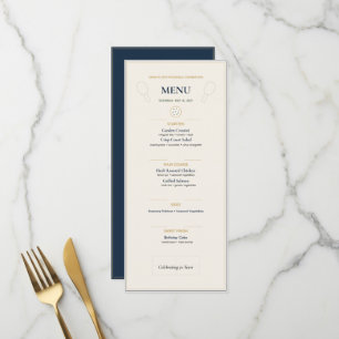 50th Pickleball Birthday Menu Card Navy Gold