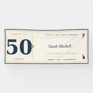 50th Pickleball Birthday Party Banner Navy Gold