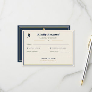 50th Pickleball Birthday RSVP Response Card Navy