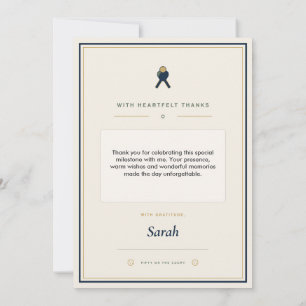 50th Pickleball Birthday Thank You Card Navy Gol
