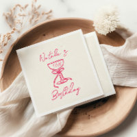 50th Pink Hand Drawn Champagne Bow Glass Birthday