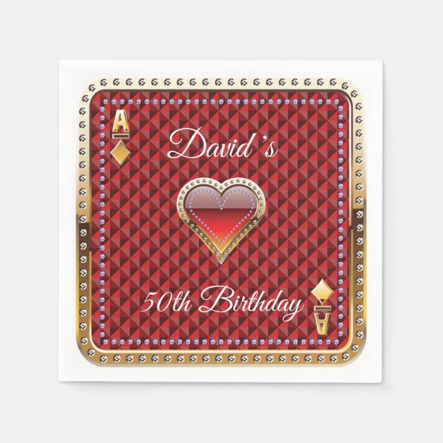 50th Poker Playing Card Casino Birthday Napkins (Front)