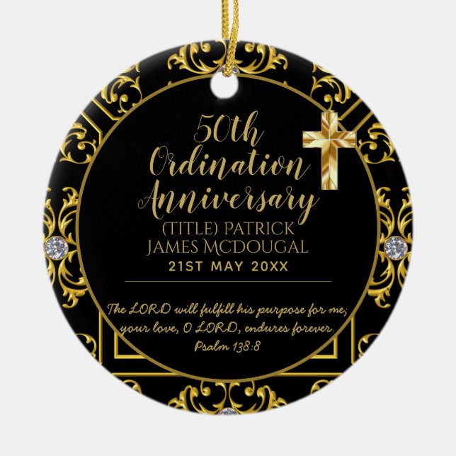 50th PRIEST Ordination Anniversary Personalised Ceramic Ornament (Front)