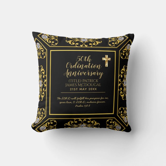 50th PRIEST Ordination Anniversary Personalised Cushion (Front)