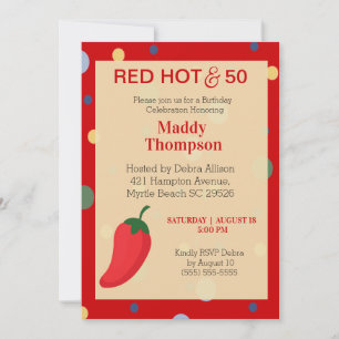 50th Red Hot Pepper Birthday Party Invitation