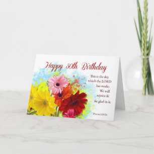 50th Religious Birthday, Gerbera Daises Flowers Card