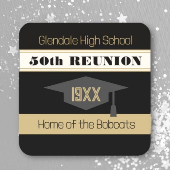 50th Reunion! Class Reunion  Square Paper Coaster (Creator Uploaded)