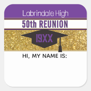 50th Reunion! Customised Name tag Sticker