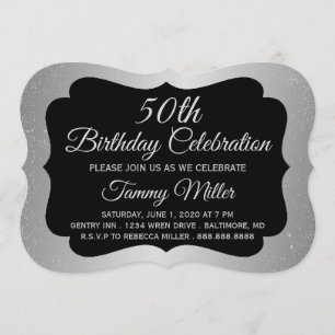 50th Silver Foil Fab Glam Birthday Party Invite