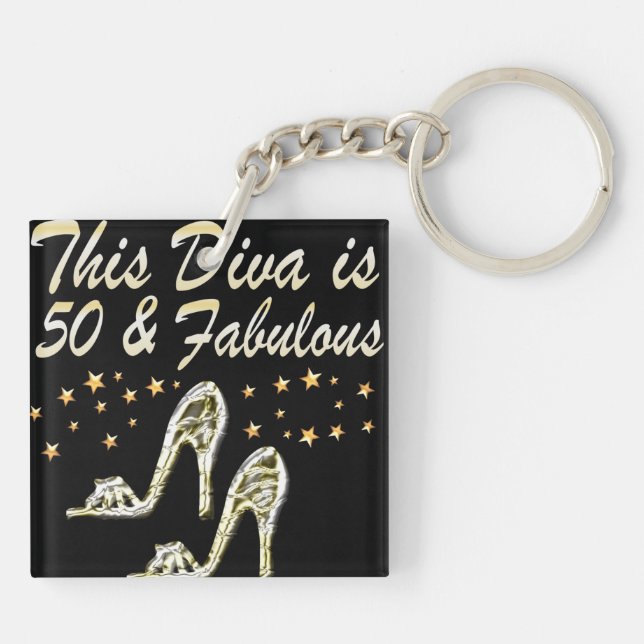 50TH SILVER SPARKLE SHOE QUEEN KEY RING (Back)