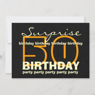 50th SURPRISE Birthday Gold Black Crown Star V03 Invitation