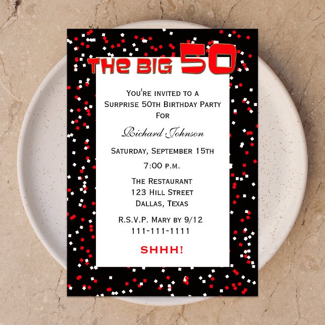 50th Surprise Birthday Party invitation Confetti (Creator Uploaded)