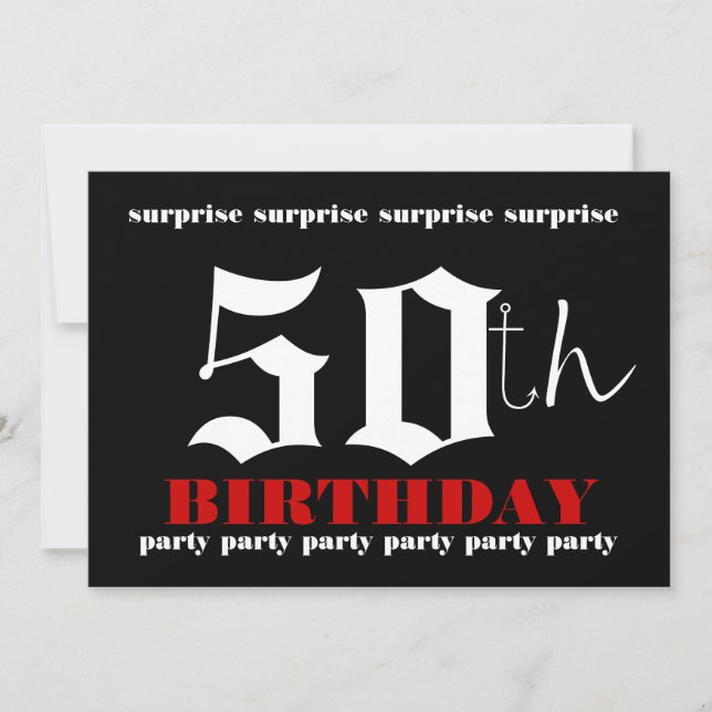 50th SURPRISE Birthday Party Invitation Template (Front)