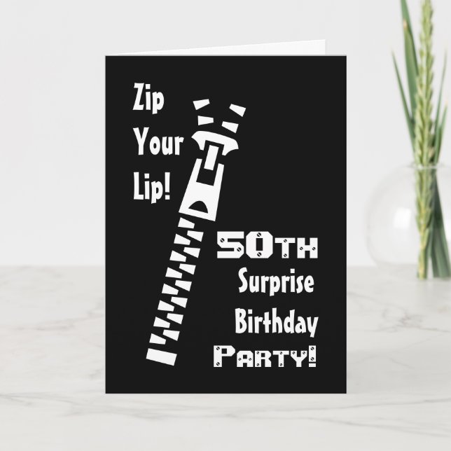 50th SURPRISE Birthday Party Invitation - Zipper (Front)