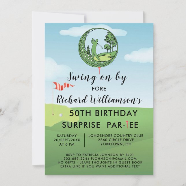 50th Surprise Birthday Party Men's Golf Theme Invitation (Front)