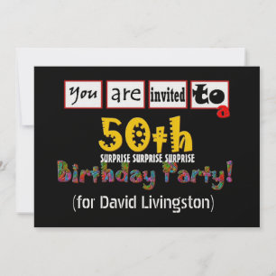 50th SURPRISE Birthday Party Metallic Template