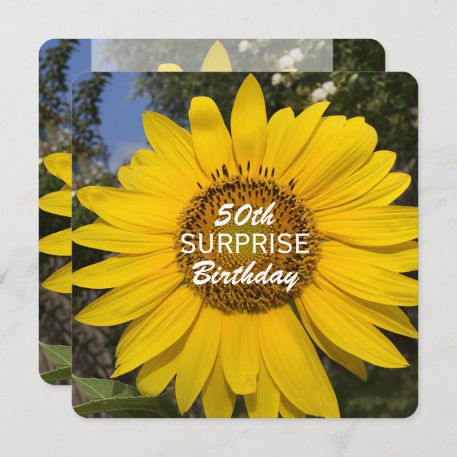 50th Surprise Birthday Party Sunflower Invitation (Front/Back)