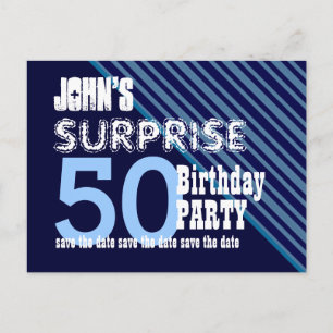 50th Surprise Birthday Save the Date Diagonal VB15 Announcement Postcard