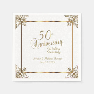 50th Vintage Gold Anniversary Design Napkin