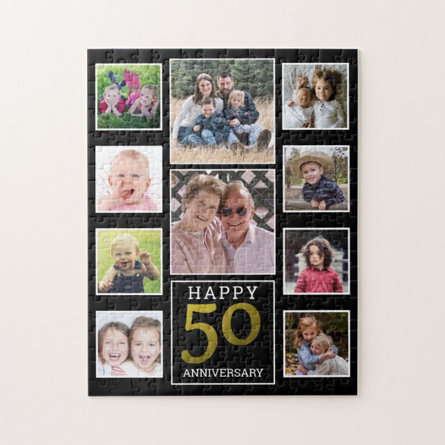 50th Wedding Anniversary 10 Photo Collage Jigsaw Puzzle (Vertical)