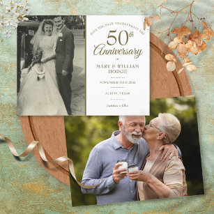 50th Wedding Anniversary 2 Photo Save The Date Announcement Postcard