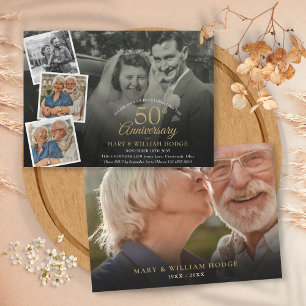 50th Wedding Anniversary 5 Photo Collage Invitation