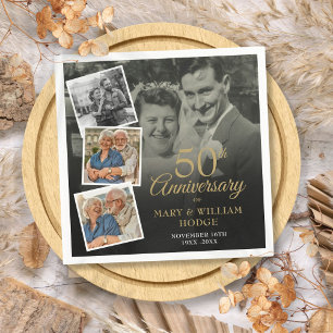 50th Wedding Anniversary 5 Photo Collage Napkin